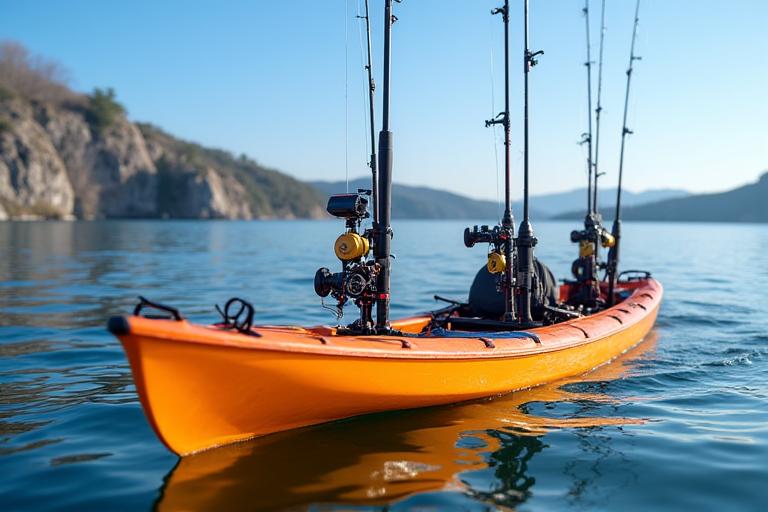 Kayak fishing rods and setup